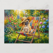 Illustration de chien Mops de jardin d'été fantais