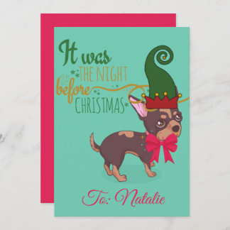 Cartes Pour Fêtes Annuelles Illustration de chiot de Noël rouge et vert