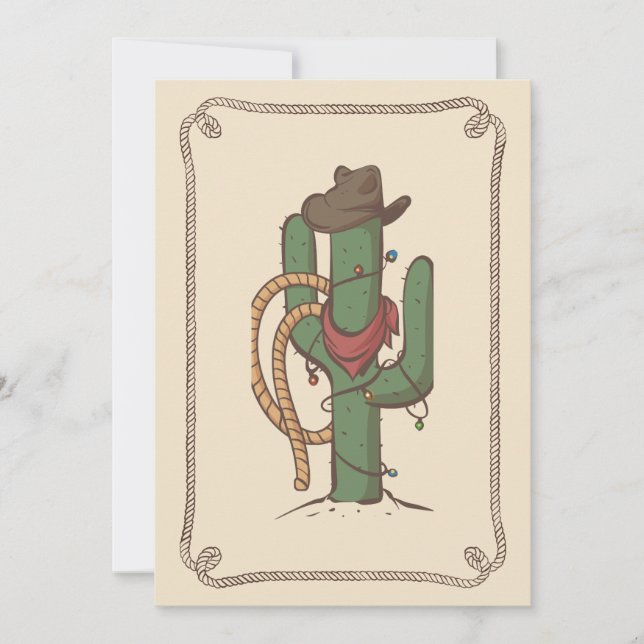 Cartes Pour Fêtes Annuelles Illustration de Cowboy Cactus (Devant)