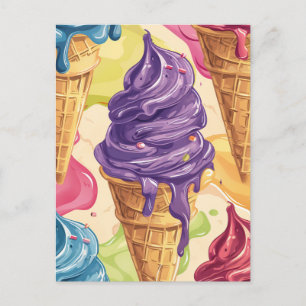 Cartes Pour Fêtes Annuelles Illustration de crème glacée à goutte colorée