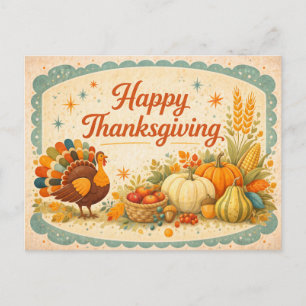 Cartes Pour Fêtes Annuelles Illustration de dinde de Thanksgiving d'art folklo