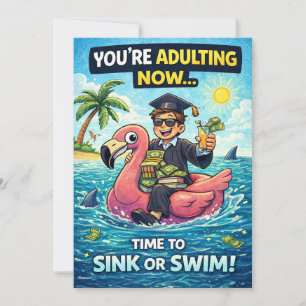 Cartes Pour Fêtes Annuelles Illustration de diplômé ludique entre deux eaux
