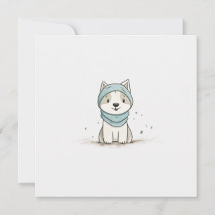 Cartes Pour Fêtes Annuelles Illustration de Husky Cozy - Chiot Adorable avec u