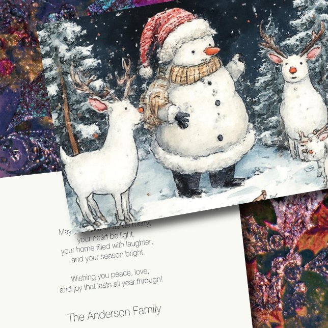 Cartes Pour Fêtes Annuelles Illustration de la forêt de neige artistique Noël (Créateur téléchargé)