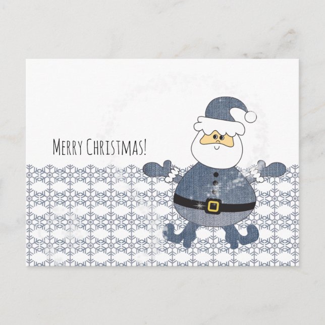 Cartes Pour Fêtes Annuelles Illustration de la mode Cute Denim Père Noël (Devant)