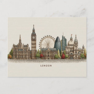 Cartes Pour Fêtes Annuelles Illustration de la skyline architecturale vintage 