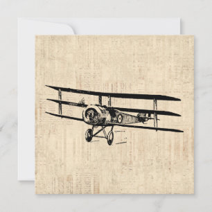 Cartes Pour Fêtes Annuelles Illustration de l'ancien avion d'avion Vintage