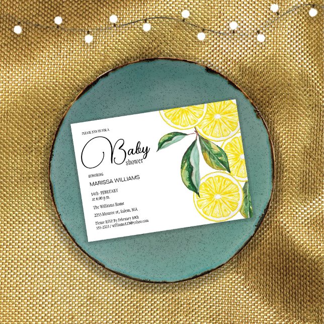 Cartes Pour Fêtes Annuelles Illustration de l'aquarelle des tranches de citron (Créateur téléchargé)