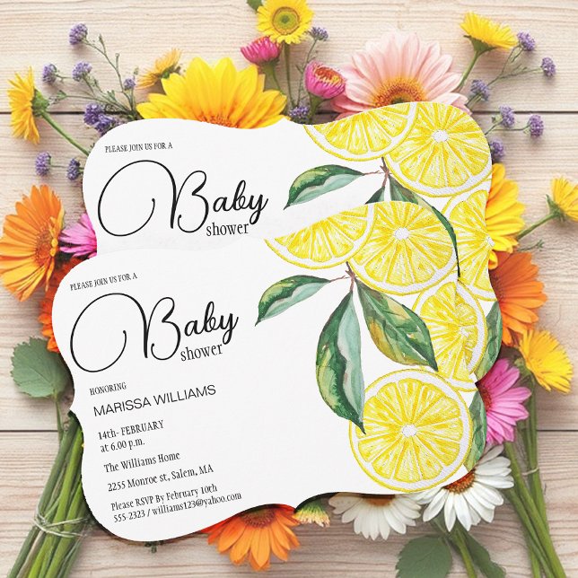 Cartes Pour Fêtes Annuelles Illustration de l'aquarelle des tranches de citron (Créateur téléchargé)