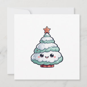 Cartes Pour Fêtes Annuelles Illustration de l'arbre de Noël Cute Kawaii
