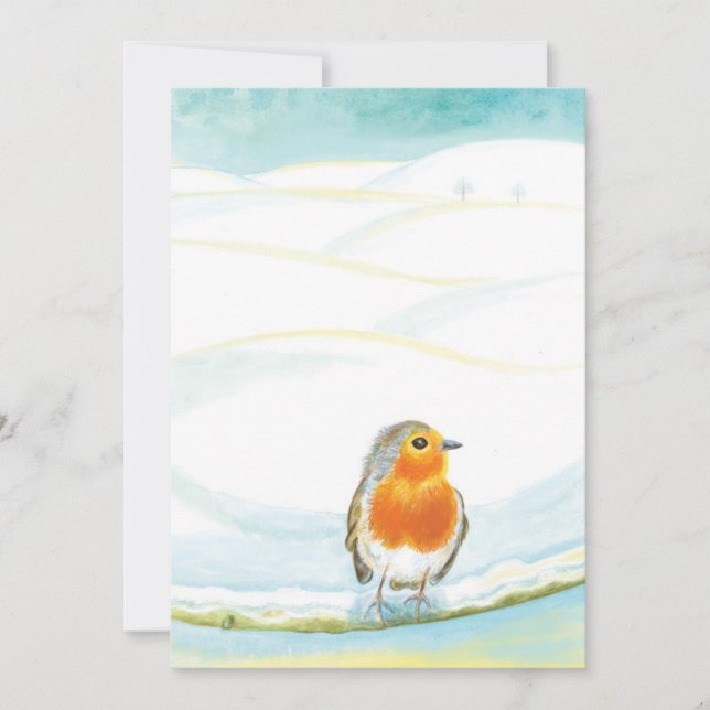 Cartes Pour Fêtes Annuelles Illustration de l'oiseau Robin rouge et de l'hiver (Devant)