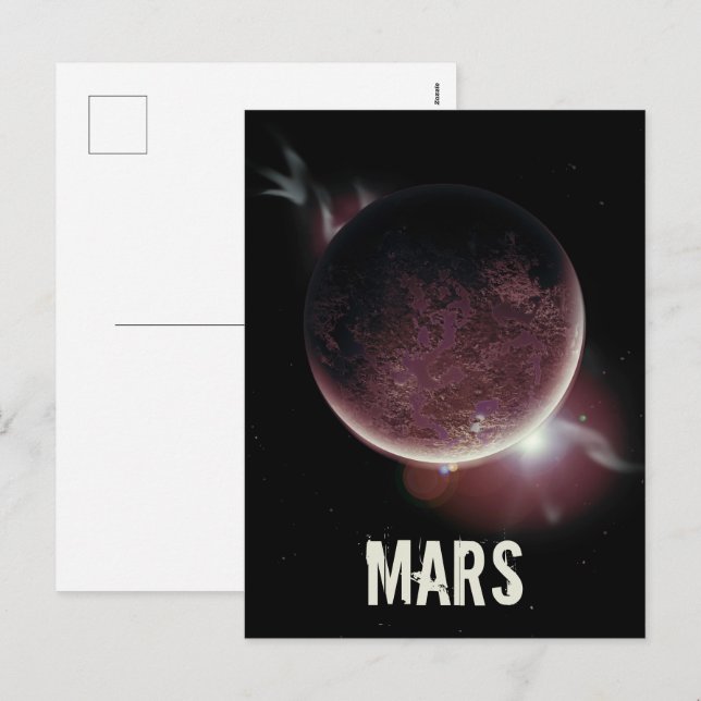 Cartes Pour Fêtes Annuelles Illustration de l'univers 3d de la planète rouge M (Devant / Derrière)