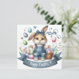 Cartes Pour Fêtes Annuelles Illustration de mignonnes coutures de lapin de Pâq