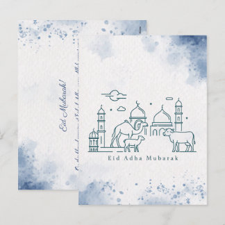 Cartes Pour Fêtes Annuelles Illustration de mosquée et d'animaux pour l'Aïd al