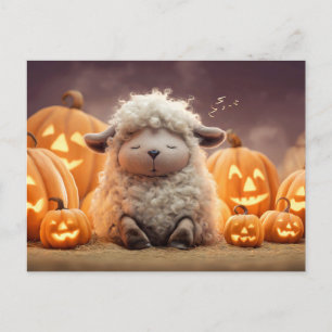 Cartes Pour Fêtes Annuelles Illustration de moutons dormant parmi les citrouil