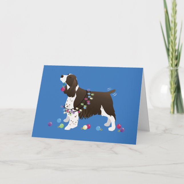 Cartes Pour Fêtes Annuelles Illustration de Noël Brown Springer Spaniel (Devant)