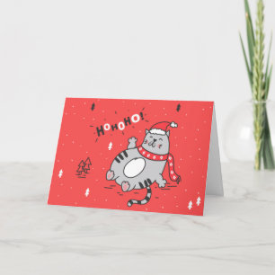Cartes Pour Fêtes Annuelles Illustration de Noël de chat gras