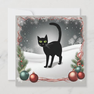 Cartes Pour Fêtes Annuelles Illustration de Noël de chat noir mignon