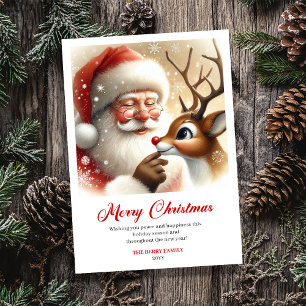 Cartes Pour Fêtes Annuelles Illustration de Noël du Père Noël et de Rudolph do
