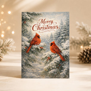 Cartes Pour Fêtes Annuelles Illustration de Noël hivernal Cardinal enneigé
