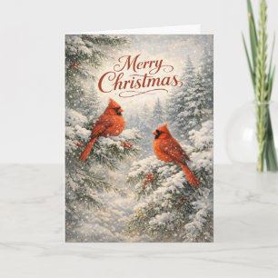 Cartes Pour Fêtes Annuelles Illustration de Noël hivernal Cardinal enneigé