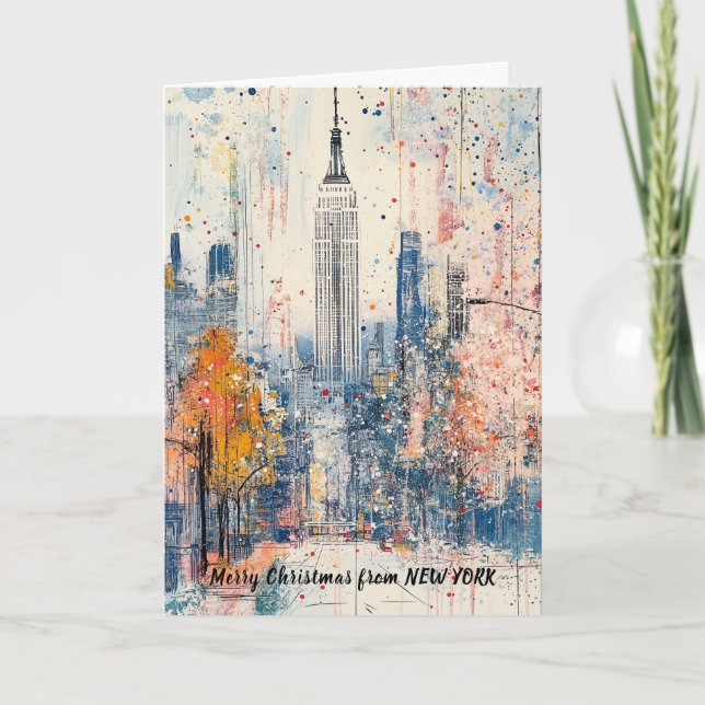 Cartes Pour Fêtes Annuelles Illustration de Noël personnalisée depuis New York (Devant)