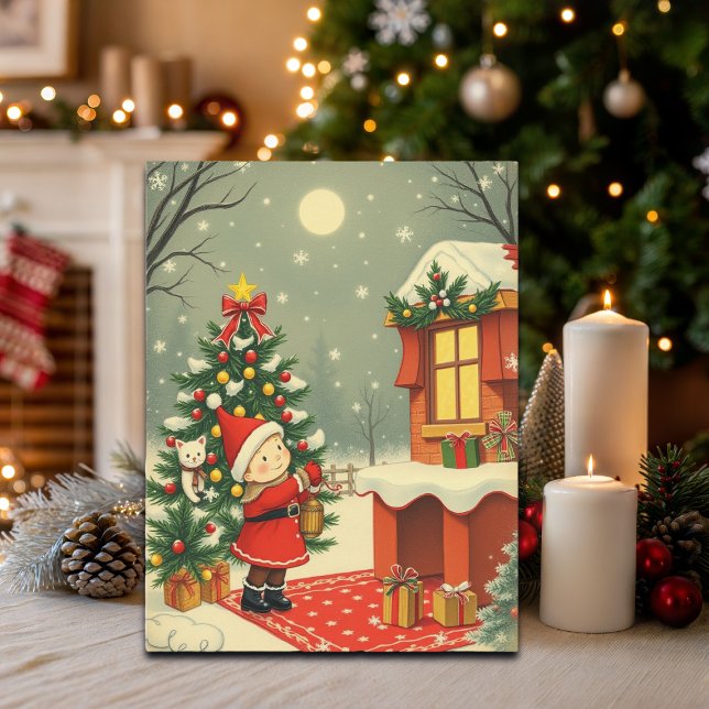 Cartes Pour Fêtes Annuelles Illustration de Noël Vintage (Créateur téléchargé)