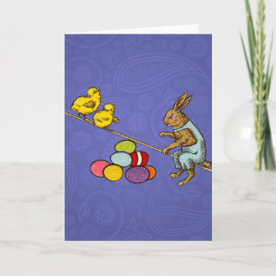 Cartes Pour Fêtes Annuelles Illustration de Pâques : lapin qui couve des œufs