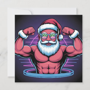 Cartes Pour Fêtes Annuelles Illustration de Père Noël musclé culturiste