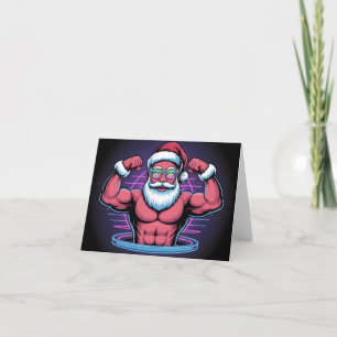 Cartes Pour Fêtes Annuelles Illustration de Père Noël musclé culturiste