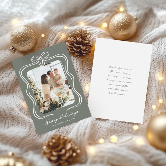 Cartes Pour Fêtes Annuelles Illustration de photo avec un ruban vert sauge (Créateur téléchargé)