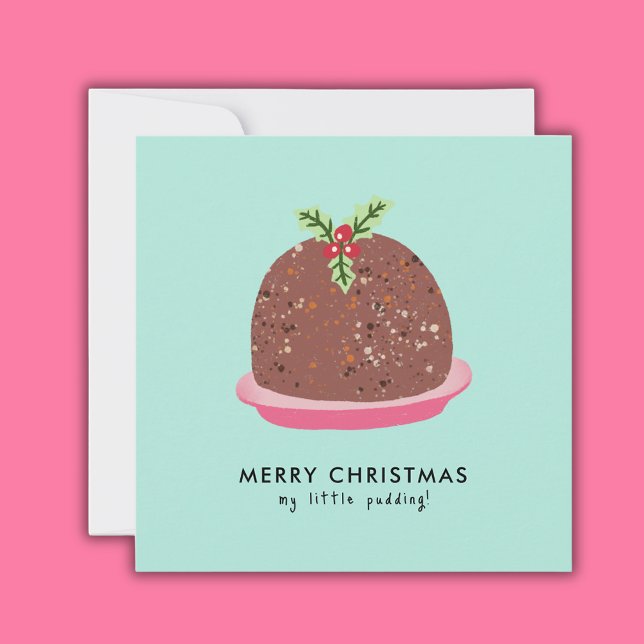 Cartes Pour Fêtes Annuelles Illustration de pudding moderne de Noël (Cute 'My Little Pudding' Christmas card)