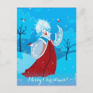 Cartes Pour Fêtes Annuelles Illustration de style russe Snégurochka. Snowmaide