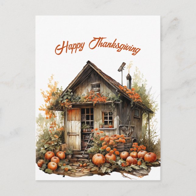 Cartes Pour Fêtes Annuelles Illustration de Thanksgiving Rustic Shed (Devant)