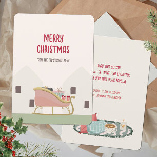 Cartes Pour Fêtes Annuelles Illustration de traîneau Modern Blush pour Noël
