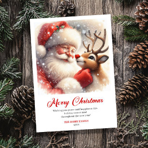 Cartes Pour Fêtes Annuelles Illustration de vœux classique avec le Père Noël e