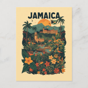 Cartes Pour Fêtes Annuelles Illustration de voyage à la Jamaïque de style vint