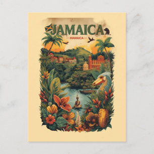 Cartes Pour Fêtes Annuelles Illustration de voyage à la Jamaïque de style vint