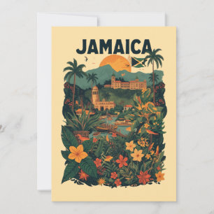 Cartes Pour Fêtes Annuelles Illustration de voyage à la Jamaïque de style vint
