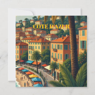Cartes Pour Fêtes Annuelles Illustration de voyage de style vintage Cote D'Azu