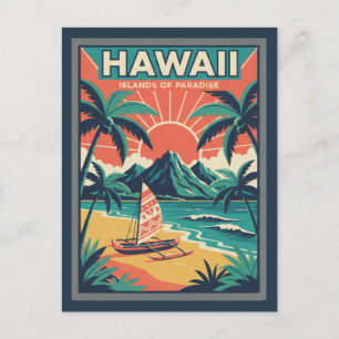 Cartes Pour Fêtes Annuelles Illustration de voyage des îles hawaïennes rétro v
