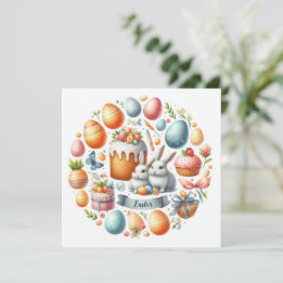 Cartes Pour Fêtes Annuelles Illustration des oeufs de gâteau de lapin de Pâque
