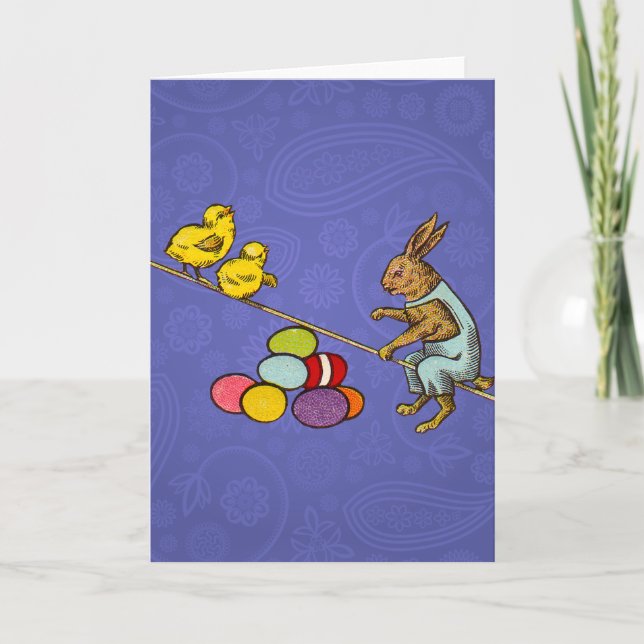 Cartes Pour Fêtes Annuelles Illustration des oeufs de poulets lapins de Pâques (Devant)