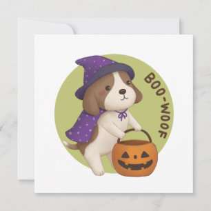 Cartes Pour Fêtes Annuelles Illustration d'Halloween : Boo-Woof (Beagle)