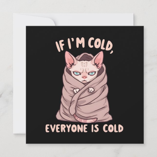Cartes Pour Fêtes Annuelles Illustration d'humour froid de chat Sphynx grinche (Devant)