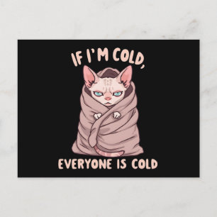 Cartes Pour Fêtes Annuelles Illustration d'humour froid de chat Sphynx grinche