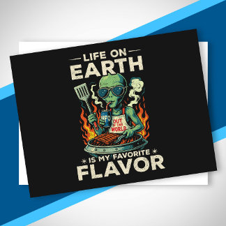 Cartes Pour Fêtes Annuelles Illustration drôle de barbecue d'extraterrestre ré