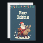 Cartes Pour Fêtes Annuelles Illustration du dessin du Père Noël et de l'origna<br><div class="desc">moose santa claus antler,  dessin xmas snowflake comic,  nature casquette neige forêt,  drôle hiver joyeux mignon,  joyeux fête des animaux,  dessin animé de cerfs illustration,  moose santa claus</div>