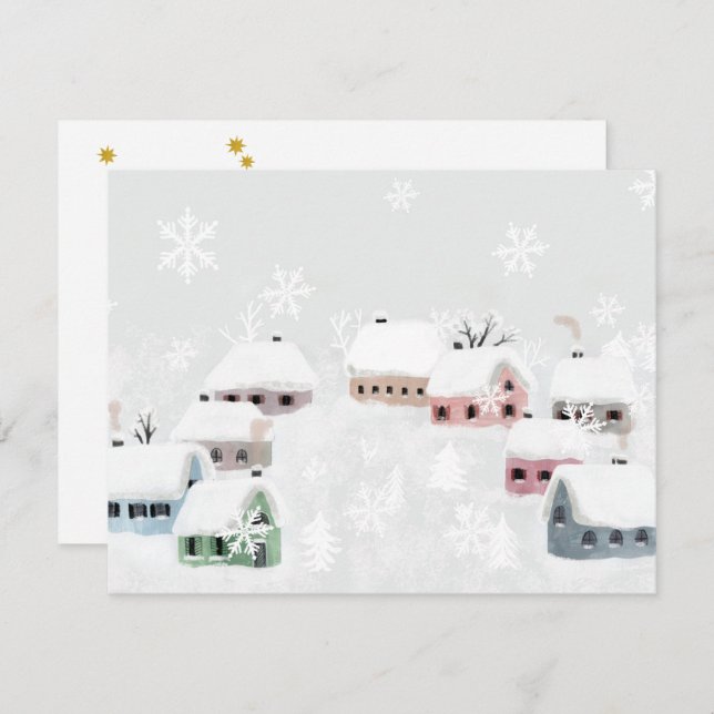 Cartes Pour Fêtes Annuelles Illustration du Jour de neige hivernal de Noël bla (Devant / Derrière)