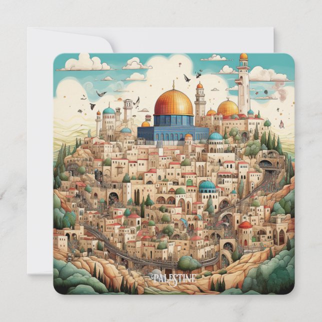 Cartes Pour Fêtes Annuelles Illustration du paysage urbain palestinien (Devant)